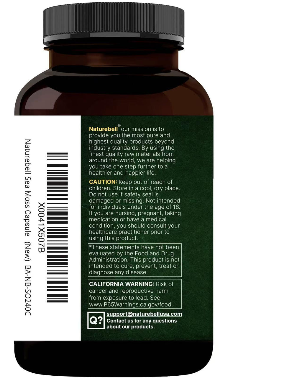 NatureBell 3-in-1 Sea Moss - 240 Vegetarian Capsules - Sea Moss Complex with Organic Bladderwrack & Organic Burdock Root - Healthy Digestion, Vitality & Immune Support*