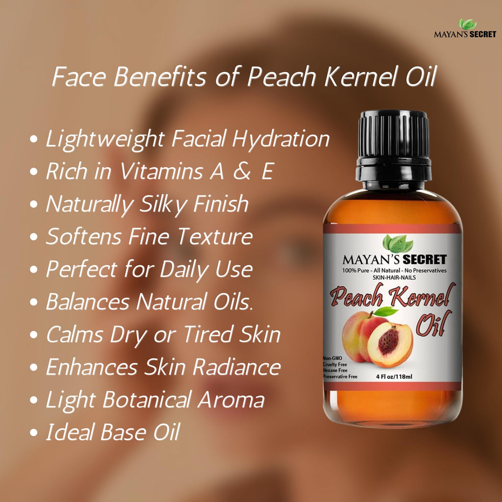 Peach Kernel Oil for Skin Elasticity,Firming, Hair, Massage and Nail Care. 4 Fl. oz
