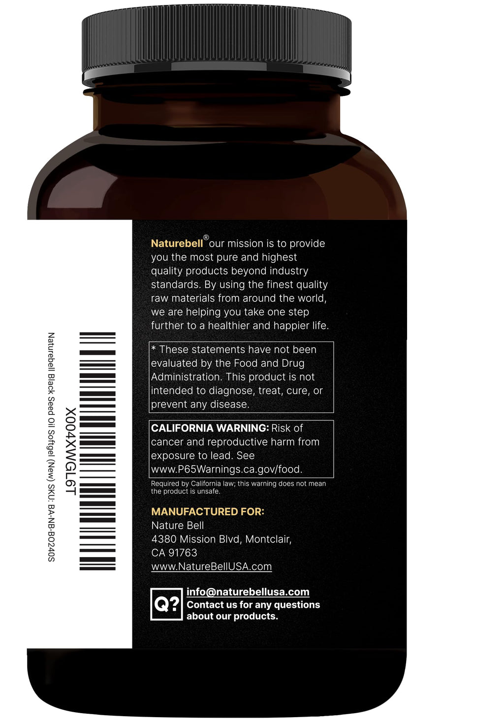 NatureBell Black Seed Oil Softgels, 3,000mg per Serving, 240 Count – 2-in-1 Formula with Oil of Oregano, Carvacrol & Thymoquinone – Nigella Sativa Producing Black Cumin Seed Oil – Non-GMO