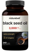 NatureBell Black Seed Oil Softgels, 3,000mg per Serving, 240 Count – 2-in-1 Formula with Oil of Oregano, Carvacrol & Thymoquinone – Nigella Sativa Producing Black Cumin Seed Oil – Non-GMO